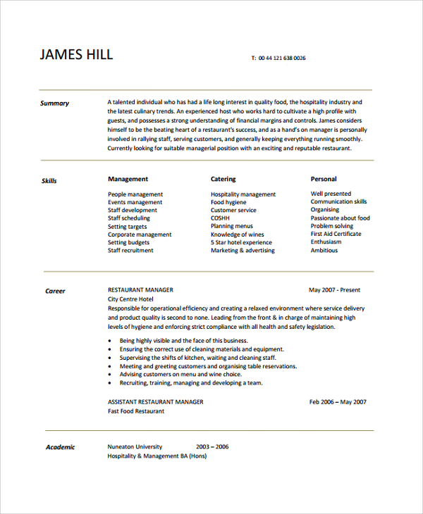 Director of Operations Restaurant Resume