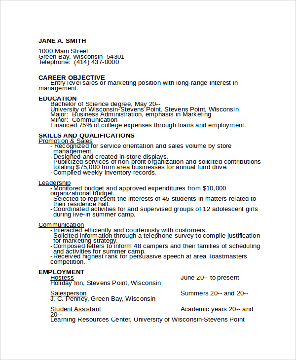 College counseling resume sample