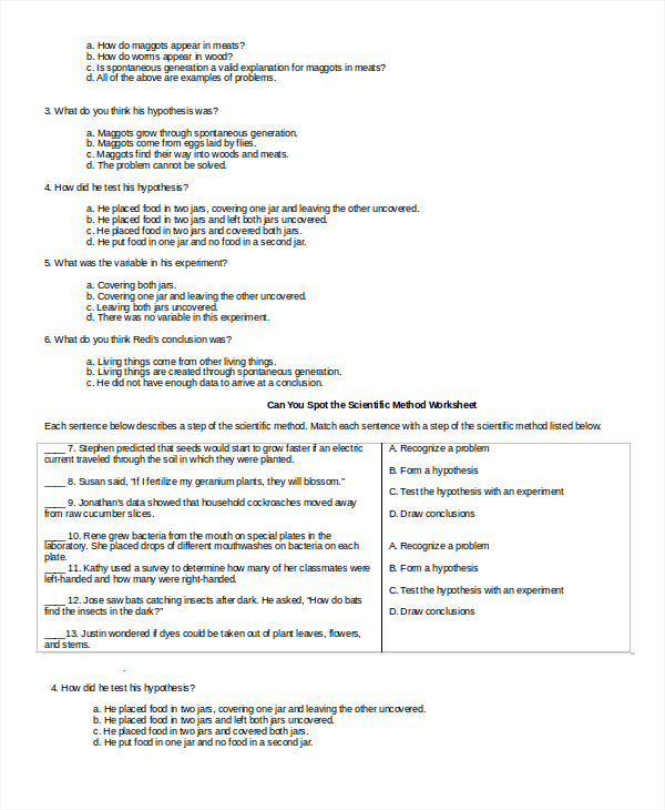 Sample Scientific Method Worksheet - 8+ Free Documents Download in Word
