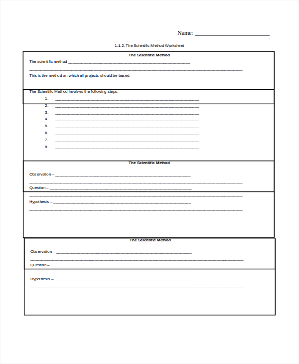 Sample Scientific Method Worksheet - 8+ Free Documents Download in Word