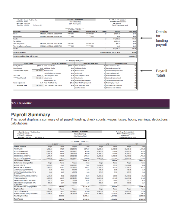 Payroll Report Sample Master Of Template Document