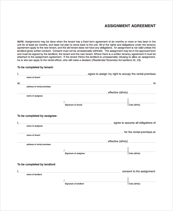 Assignment of contract