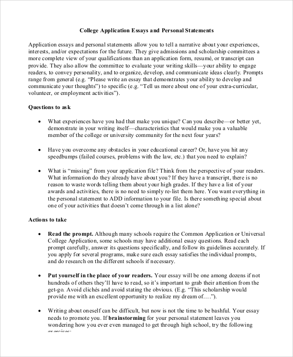 Writing personal essay for college admission creative