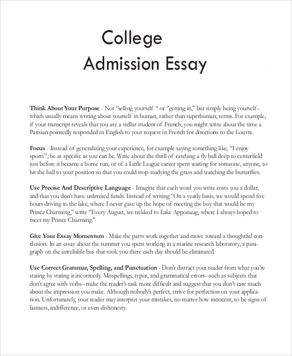 College admission essay prep