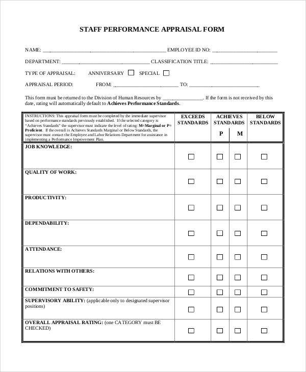 Performance Appraisal Form Template Word Hq Printable Documents Vrogue