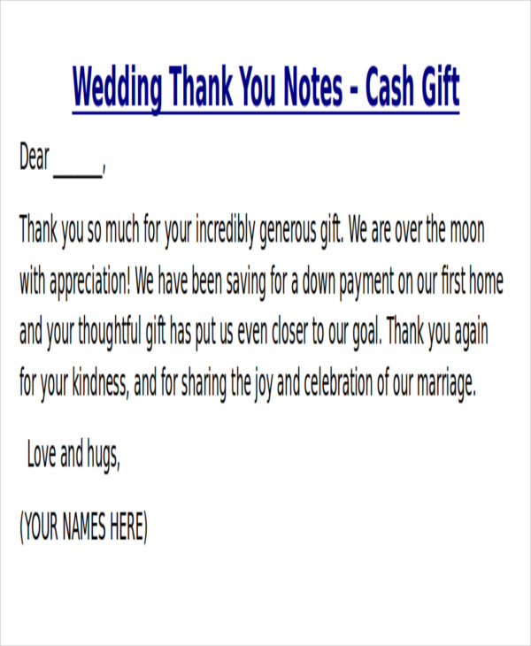 Wedding Thank You Card Wording For Cash Gift Arts Arts