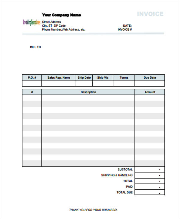 Generic Invoice Template Invoice Example Free Printable Blank Invoice Templates Template Business