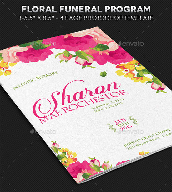 floral funeral program template