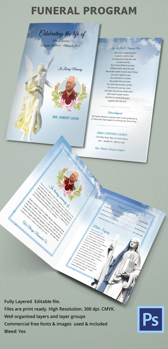 funeral program bifold psd