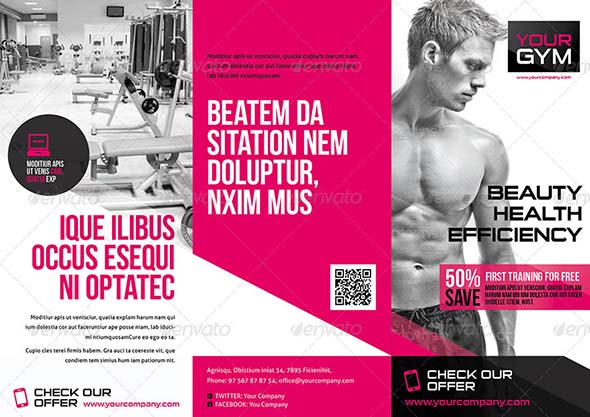 gym trifold template