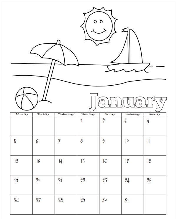 FREE 14  Sample Calendar Templates for Kindergarten in PDF