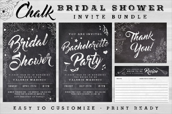 chalk bridal shower invite bundle