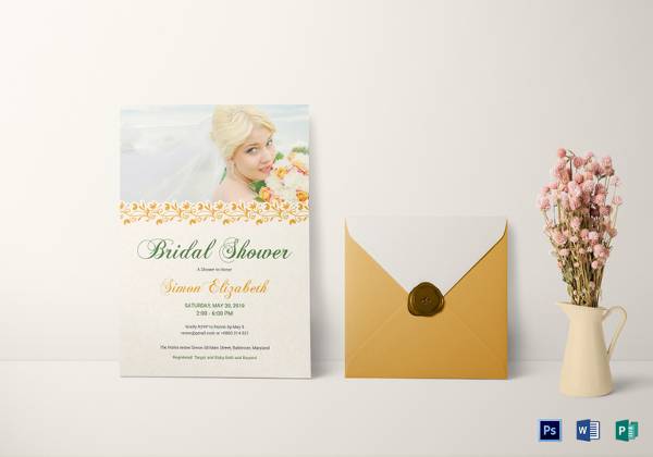 classic bridal shower invitation card template