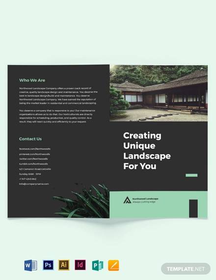 landscape company bi fold brochure template
