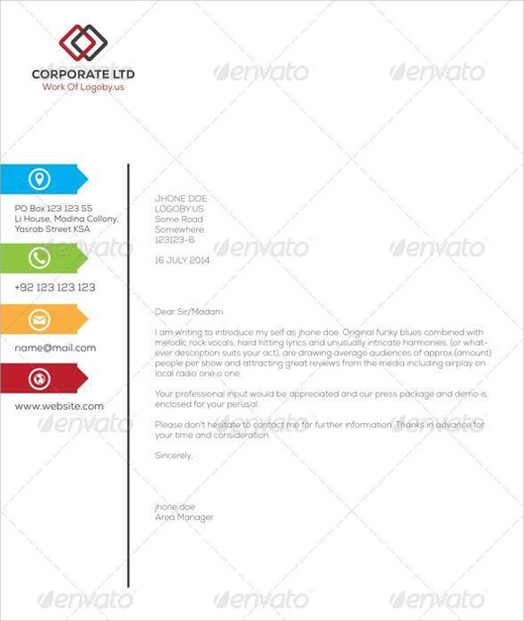 colorful business letterhead