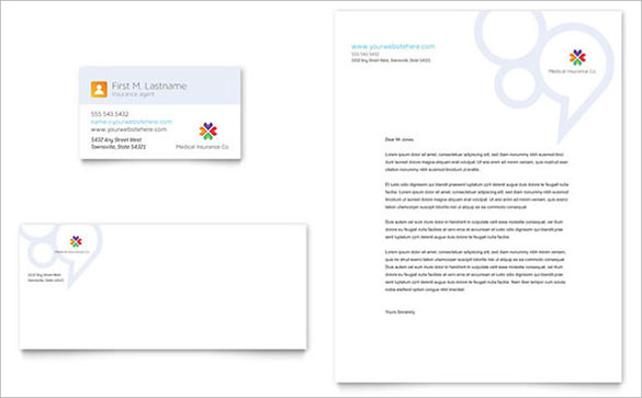 medical insurance business card letterhead template