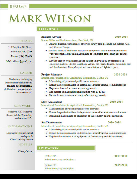 Mechanical design engineer resume template