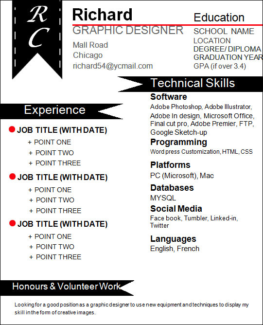creative graphic designer resume