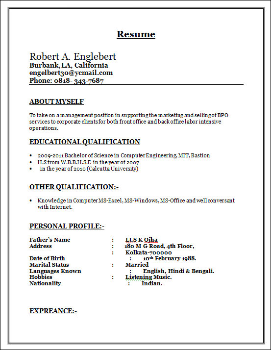 Sample resume operations manager bpo