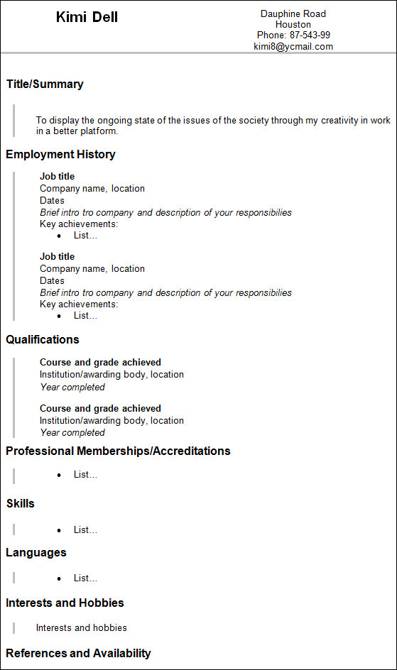 sample artist resume1