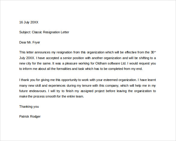 draft request bank Download Letters 41 Formal for Free to Resignation