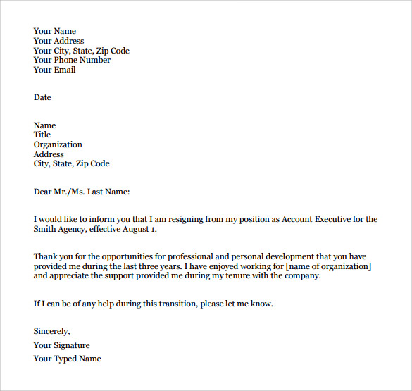 Formal Resignation Letter - 16+ Download Free Documents in Word, PDF