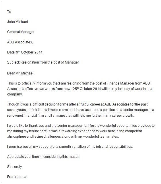 5 Professional Resignation Letter Pdf Doc Sample Templates