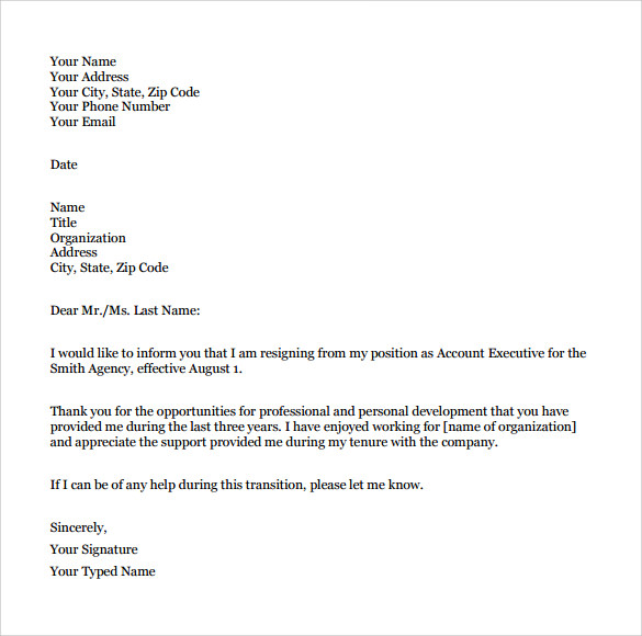 resignation letter sample for assistant professor