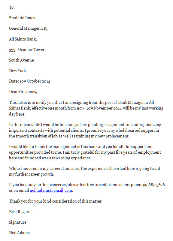 FREE 14+ Job Resignation Letter Templates in PDF | MS Word