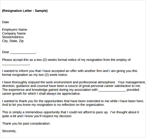 FREE 19 Job Resignation Letter Templates In PDF MS Word