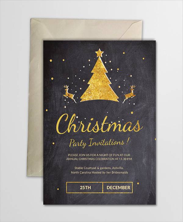 chalkboard christmas party invitation template