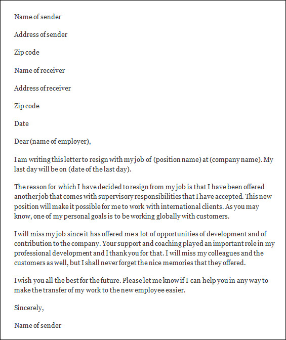 Employee Resignation Letter