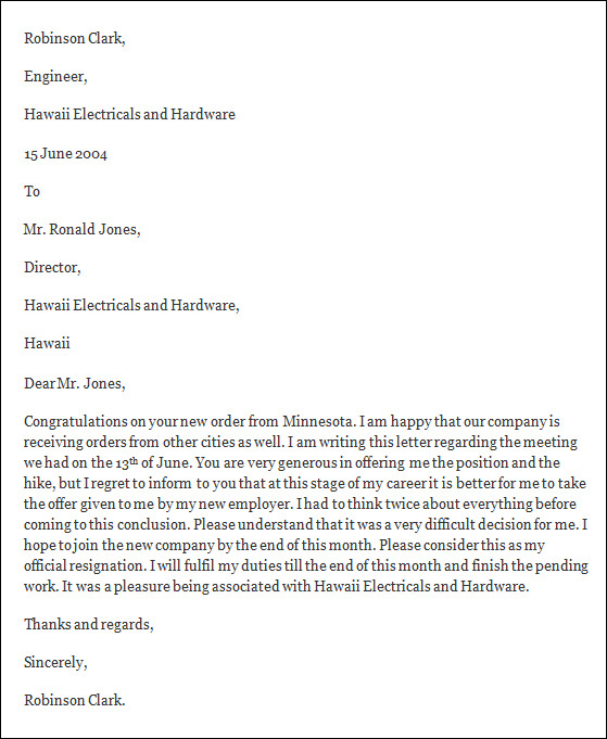 41 Formal Resignation Letters to Download for Free ...