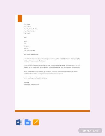 42 Formal Resignation Letters Templates In Pdf Word