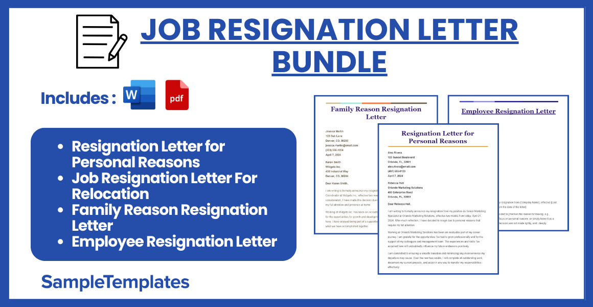 job resignation letter bundle