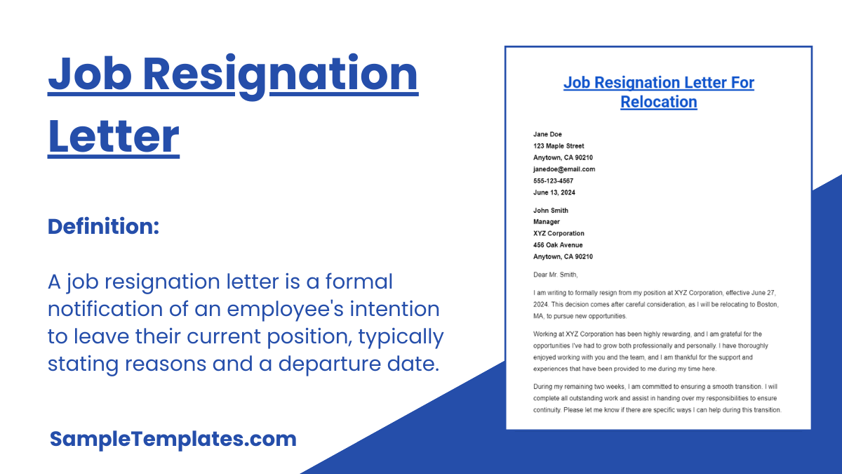 Job Resignation Letter