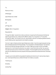 letter of resignation sample