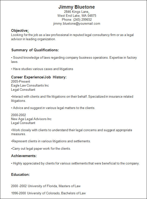 professional legal resume