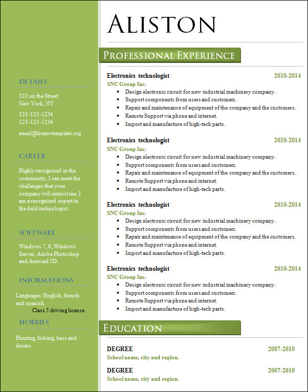 Resume templates for it professionals doc