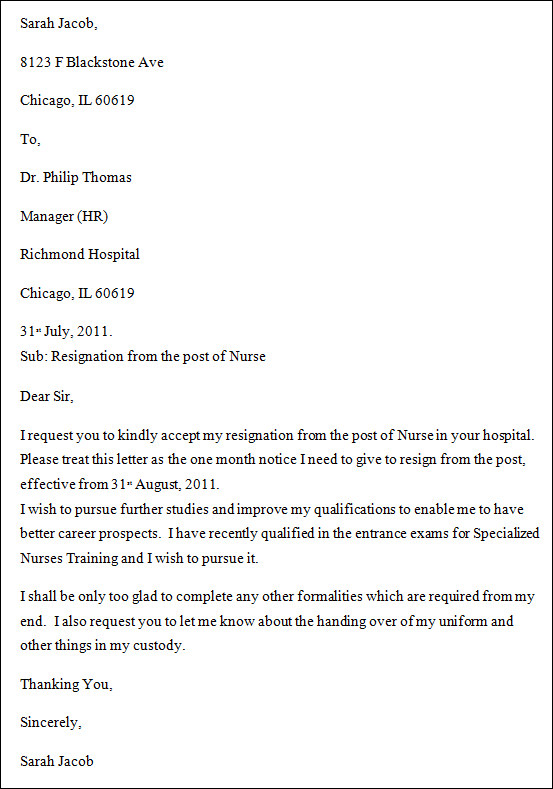 Free 10 Nursing Resignation Letter Templates In Ms Word Apple Pages