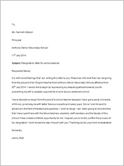 teacher resignation letter sample1
