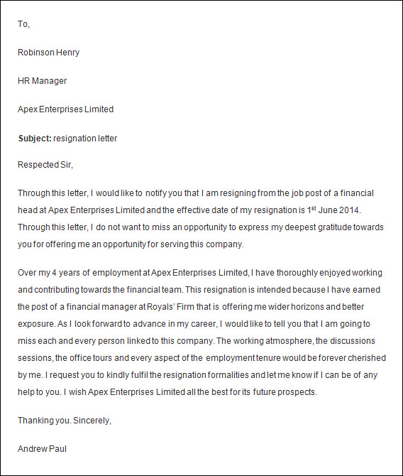 FREE 10+ Employee Resignation Letter Templates in MS Word ...