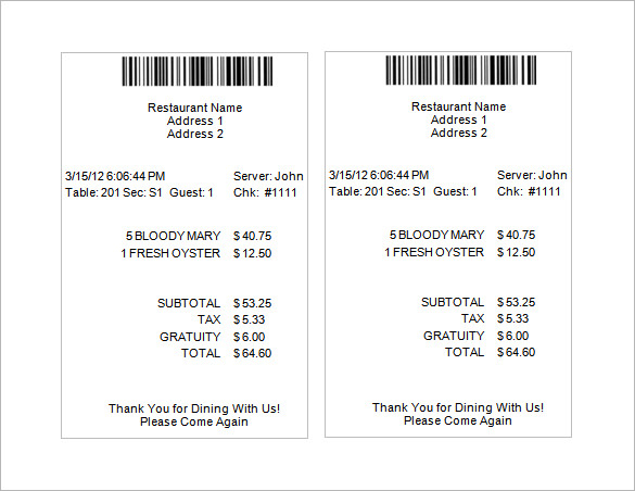 free17 restaurant receipt templates in google docs google sheets