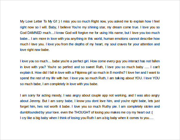 10 Love Letters For Girlfriend Word Sample Templates