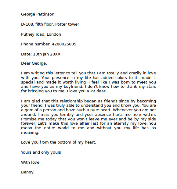 love letters for boyfriends