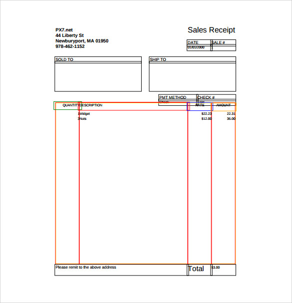 sales receipt free pdf template download