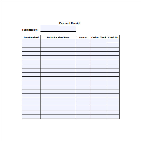 Printable Payment Receipts Template Authentic : Receipt Forms