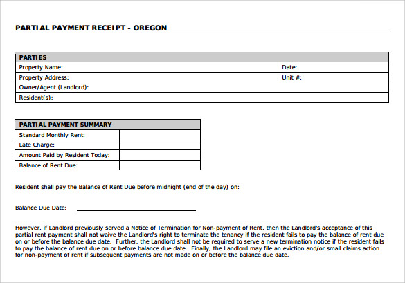 printable payment receipt template