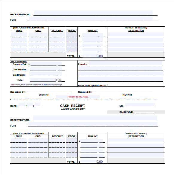 cash receipt template free