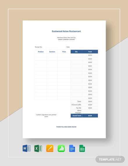 sample restaurant receipt template3